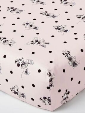 Pottery Barn Kids Organic Crib Fitted Sheet + Sham Disney Minnie Mouse